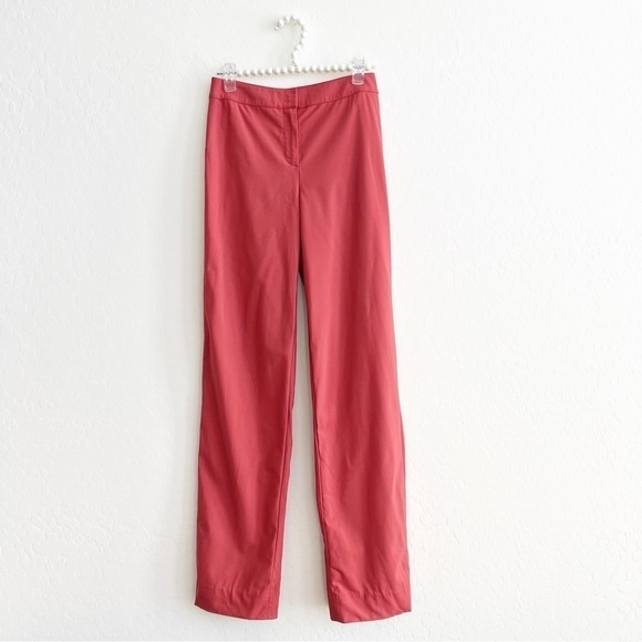 St. John Women’s Wool Trousers Dress Pants Flat Front Slim Leg Salmon Color 2 - Picture 1 of 7